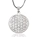 925 Sterling Silver Flower Seed of Life Round Pendant Necklace, 18 inches