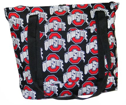 OSU Ohio State Buckeyes Tote Bag Cotton and Water resistent LINED - Large Totes Bags for Travel, Baby, Diapers, Sports Gym or Beach Gifts and Gift Ideas for Him Her Man Ladies Men Women or College Students