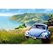 California Beetle (Blue VW Bug) Art Poster Print - 36x24