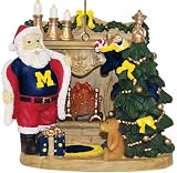 MICHIGAN WOLVERINES 3D Vignette Fireside Santa CHRISTMAS ORNAMENT by Memory Company
