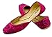 FREE ANKLET with Starlite Ladies / women Beaded & Diamante Pink (Shocking Pink) Leather Khussa Fashion Shoes / Pumps