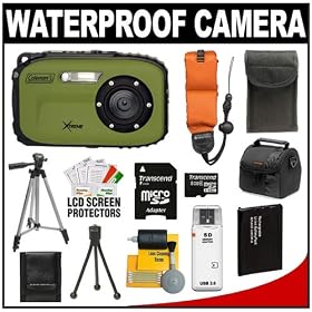 Click here to buy Coleman Xtreme C5WP Shock & Waterproof Digital Camera (Green) with 8GB Card + Battery + Floating Strap + (2) Cases +... by Coleman.