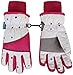 SimpliKids Girl's Waterproof Insulation Ski Snowboard Gloves (White, M(7-9Y))
