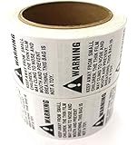 [2 Rolls, 1000 Labels] Suffocation Warning Peel and Stick Labels 2 x 2 Inches - KEEP AWAY FROM SMALL CHILDREN, Instruction Label &copy; enKo Products