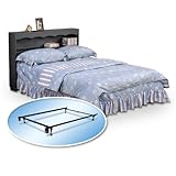 Black Finish Twin Sized Headboard with Storage Cubby Shelf & Mattress Frame ....