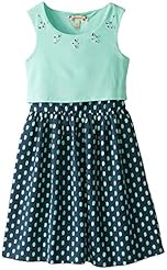 Girls Polka Dot Print Sleeveless Polyester/Rayon/Spandex/Knit Lace-Up  Dress