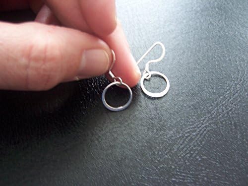 Dangle sterling silver hoop earrings, handmade by Allison Windsor, dainty everyday earrings with delicate movement, great gift, fast shipping