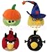 Angry Birds Halloween 5-inch Plush Set of 4--Red Devil Bird, Black Frankenstein Bird, Yellow Bird with Wizard Hat, Green Pig with Pumpkin