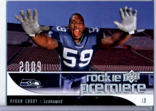 2009 Upper Deck Rookie Premiere Football Card #1 Aaron Curry (RC) - Seattle Seahawks (Rookie Card) Mint Condition - In Protective Display Case!