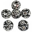 6 Round Black Lac Kashmiri Beads Jewelry Beading Craft
