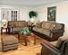 3 pc Cognac Leather / Fabric Embrace Sofa Loveseat & Chair Living Room Set