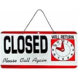 ADVANTUS 2-Sided Open/Closed with Hand Clock Sign, 11.5 x 6 Inches, Black/White/Red (83636)