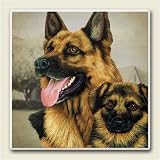 AbsorbaStone Coaster set~ German Shepherd ~4 Tile Drink Coasters ~ code 831C