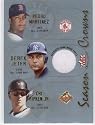 2002 Fleer Triple Crown Season Crowns Game Used 48 Derek Jeter/Pants Pedro Martinez/Cal Ripken Jr. Red Sox/Yankees/Orioles (Piece of Authentic Game Worn Pants - Baseball Cards)