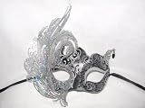 Venetian Carnival Masquerade Mask/ One Wing Butterfly with Swarovski Crystals/ Black and Silver