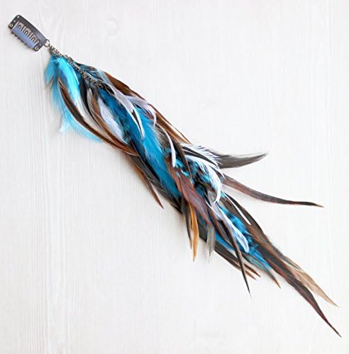 Beach Blue and Natural Feather Extension Hair Clip