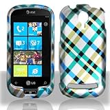 Premium - LG C900/Quantum Blue Plaid Cover - Faceplate - Case - Snap On - P ....