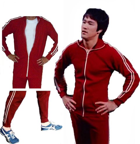 VINTAGE STYLE 2-PIECE RED BRUCE LEE LONGSTREET TRACKSUIT *SMALL*