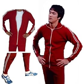 VINTAGE STYLE 2-PIECE RED BRUCE LEE LONGSTREET TRACKSUIT *MEDIUM*