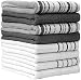 Premium Kitchen Towels (16â€x 28â€, 8 Pack) â€“ Large Cotton Kitchen Hand Towels â€“ Striped Design â€“ 420 GSM Highly Absorbent Tea Towels Set with Hanging Loop â€“ Grey
