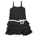 Plum Pudding Ltd - Girls Spaghetti Strap Polka Dot Dress, Navy, White