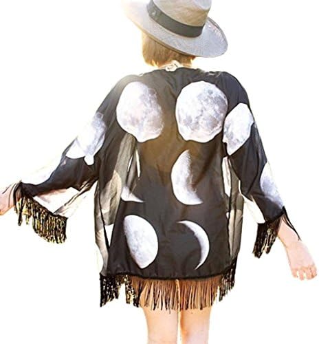 OVERMAL Women Chiffon Shawl Kimono Cardigan Tops Cover up Blouse (US6 ASIA M)