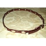 Brown Leather Hatband with Silver Metal Accents