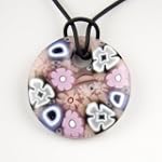Purple Millefiori Murano Glass Pendant - Daisy Purple Style1