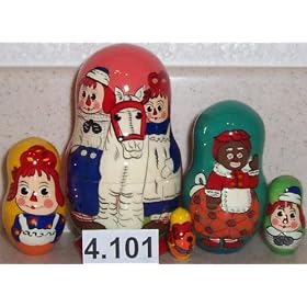 Raggedy Ann and Andy Russian Nesting Doll 5 Pc 4 in #4.101 by