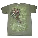 MIAMI INK PREMIUM "WINGED SKULL & CROSS" 2-Sided Soft Woven Military Green Licensed Tee
