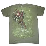 MIAMI INK PREMIUM WINGED SKULL & CROSS 2-Sided Soft Woven Military Green Licensed Tee