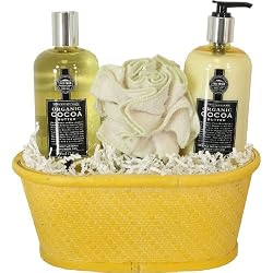 Spa Pampering Gift Basket with Organic Cocoa Butter Products