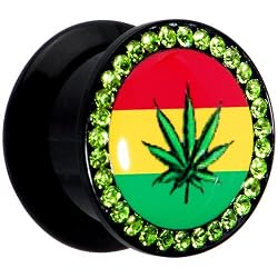 1/2" Rasta Pot Leaf Acrylic Stash Plug