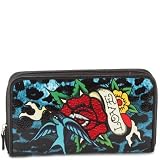 Ed Hardy Michelle Animal Kingdom Zip Around Wallet - Blue