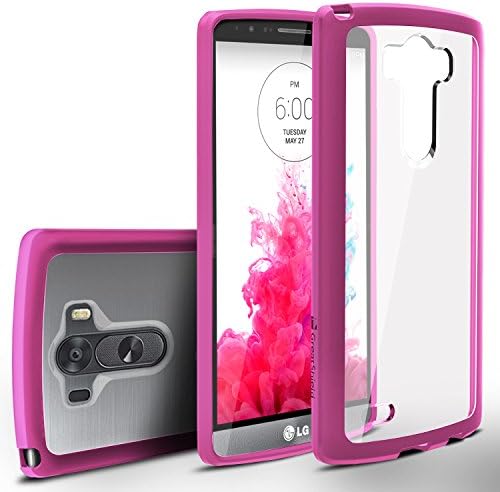 LG G3 Case - GreatShield [RETAIN] Slim Fit Hybrid Case with Hard Clear Rear Cover and TPU CornerGuard Bumper for LG G3 (Hot Pink)