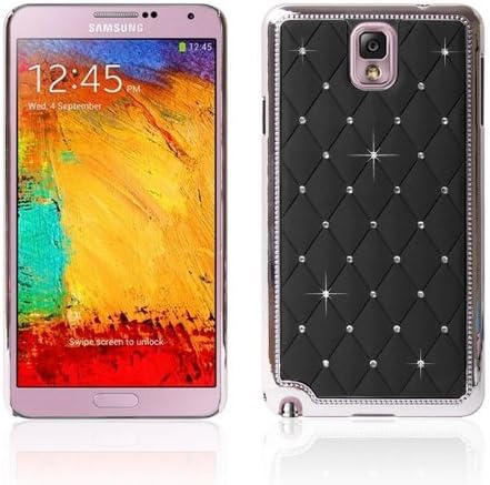 W-RainBow Samsung Note III Newest Arrival Black Deluxe Chrome Inlay Bling Crystal Rhinestone Gypsophila Hard Case Skin Cover for Samsung Galaxy Note 3 III N9000