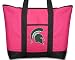 Michigan State University Pink Tote Bag MSU Spartans Logo - For Travel or Beach Best Unique Gift Ideas for Her, Women, or Ladies