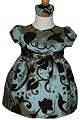 Clearance Dress with Brown Velvet Flocking Dress 24M Aqua (Sk B806)