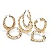 PalmBeach Jewelry 14k Gold-Plated Set of Three Pairs of Bamboo-Style Hoop Pierced Earrings
