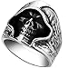Men's Large Vintage Biker Gothic Casted Death Grim Reaper Skull Stainless Steel Punk Ring Silver Black Size 9
