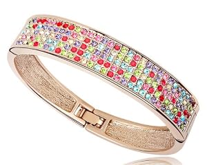Bracelet Femmes - Swarovski Elément multicolore - Plaqué or rose - Diamètre intérieur: 5,5 cm x 4,5 cm
