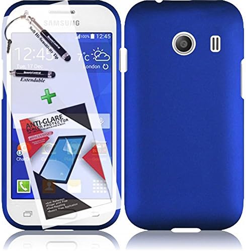 3 in 1 Bundle Samsung Galaxy Ace Style S765C Rubberized Protective Case Cover Skin - Blue with Free Ultra-Sensitive Stylus Pen and Premium Screen Protector by BeautyCentral TM