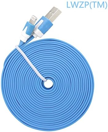 LWZP(TM) 1PCs DIY Extended Extra Long 10Feet 3M High Quality Noodle Flat USB to 8 Pin Data Sync & Charging Cable Charger Power Cord Wire for iPhone 5 5s 5c iPad 4 iPod Touch Nano 7th Gen (10 Feet ,3M)Blue