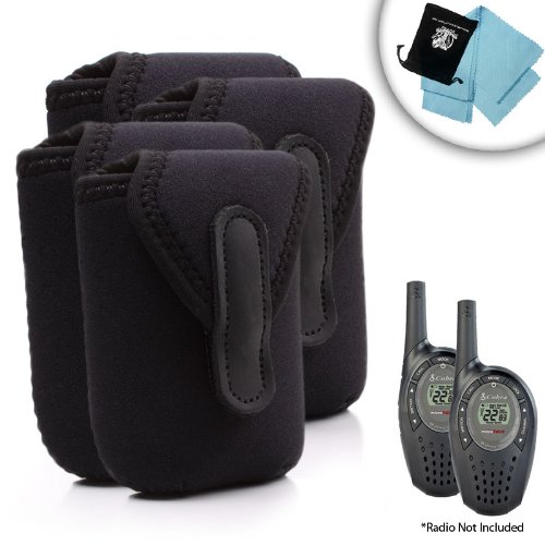 Four-Pack Dura-Neoprene Protective Two-Way Radio Carrying Case with Belt Clip for Cobra CXT90 , CXR825 , PR 255-2 and More