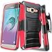 Galaxy On5 Case With TJS Tempered Glass Screen Protector, Dual Layer Hybrid Shock Absorbing Impact Resist Rugged Kickstand Armor Case with Belt Clip Holster For Samsung Galaxy On5 (Red/Black)