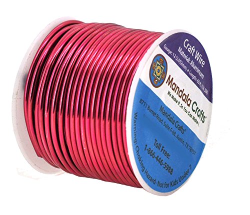 Mandala Crafts Anodized Aluminum Wire for Sculpting, Armature, Jewelry Making, Gem Metal Wrap, Garden, Colored and Soft, 1 Roll(12 Gauge, Raspberry)