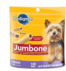 Pedigree Jumbone Mini Snack Food for Toy/Small Dogs, 10-Count Bones (Pack of 12)