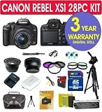 Canon EOS Rebel XSi (a.k.a. 450D) 12.2MP Digital SLR Camera (Black) 28 PCS Kit with Canon 18-55mm IS Lens