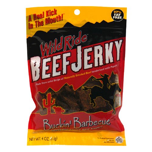 Wild Ride All-Natural Beef Jerky, Buckin Barbecue, 4-Ounces (Pack of 6) by Wild Ride