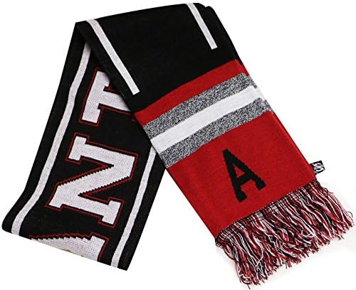 Atlanta City Blending Striped Knit Warm Tassel Scarf Black/Red